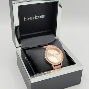 NEW Bebe Rose Gold Rhinestone Watch